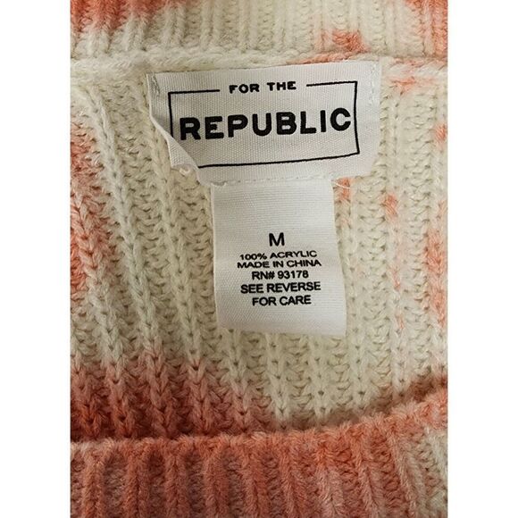 for the republic Tie Dye Long Sleeve Round Neck Pink/Teal Sweater Size Medium - Picture 4 of 6